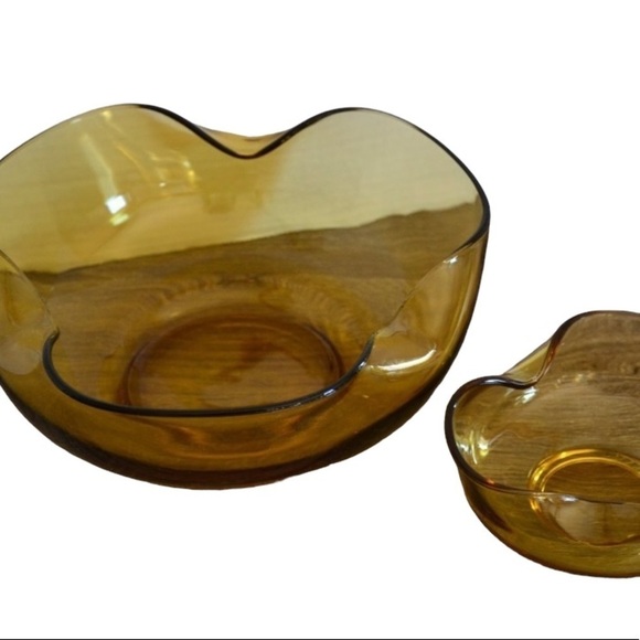 Anchor Hocking Other - Vtg Anchor Hocking Amber Chip & Dip Set